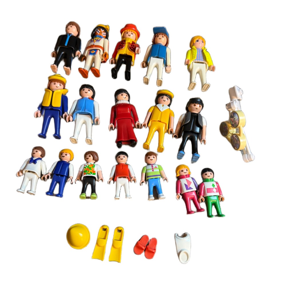 Vintage Playmobil Geobra 1974 Figures Lot of 17 Diver Sailor Accessories Mixed